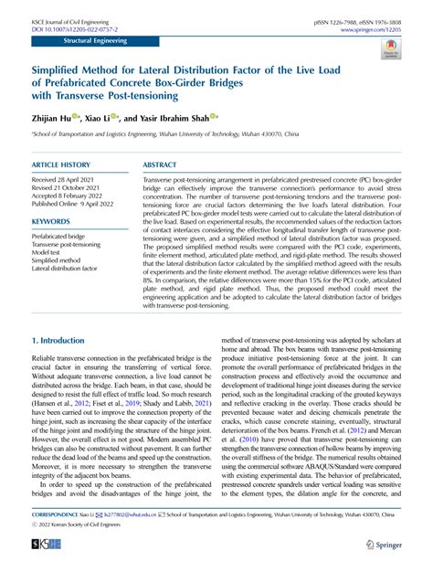 Simplified Method for Lateral Distribution Factor of the Live Load 